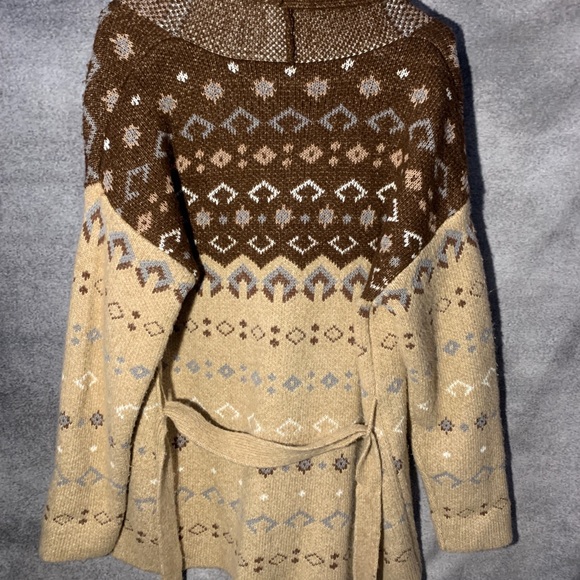 Lucky Brand Western Southwest belted Cardigan Sweater Sz L - Picture 8 of 10